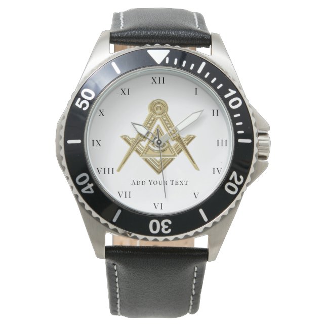 Freemason Square and Compass Charity Masonic gold Watch (Front)