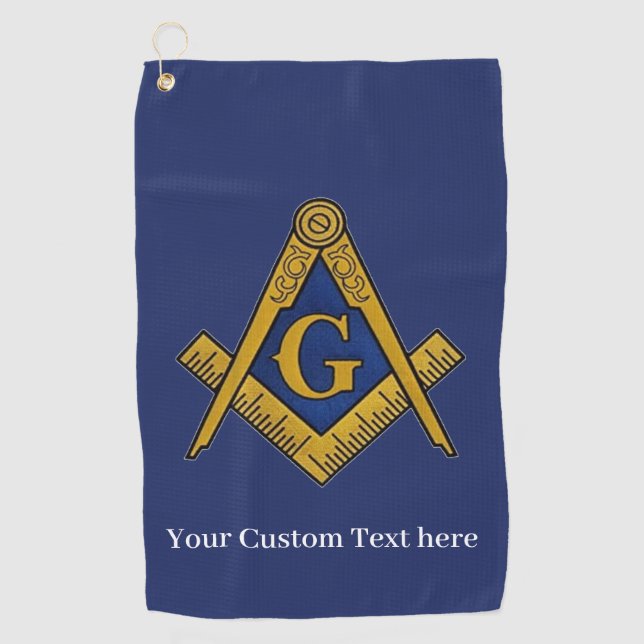 Freemason Square and Compass Masonic Gift Golfer Golf Towel (Front)