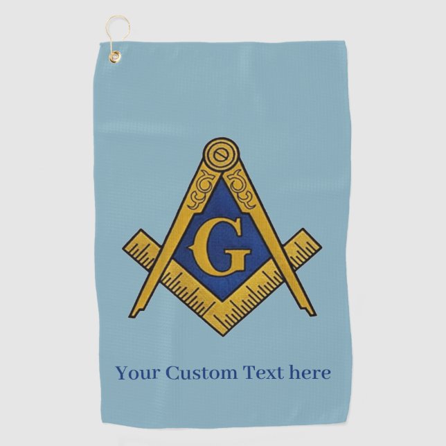 Freemason Square and Compass Masonic Gift Golfer Golf Towel (Front)