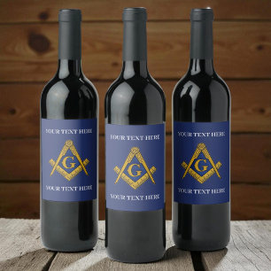 Freemason Square and Compass Masonic Masonry Wine Label