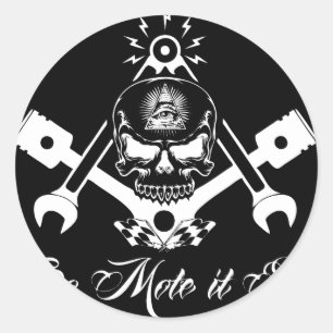 Freemason-Widows-Sons-Masonic-Hotrod-Logo-20160407 Classic Round Sticker