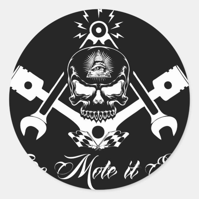 Freemason-Widows-Sons-Masonic-Hotrod-Logo-20160407 Classic Round Sticker (Front)