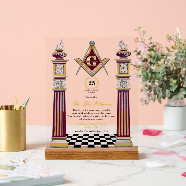 Freemason Years Services Award Acrylic Sign (Wedding)