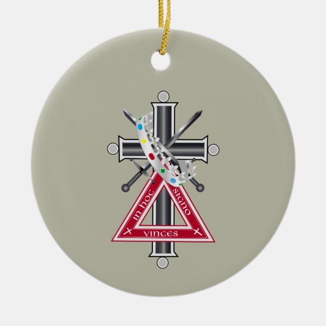Freemasonic cross ceramic ornament (Front)