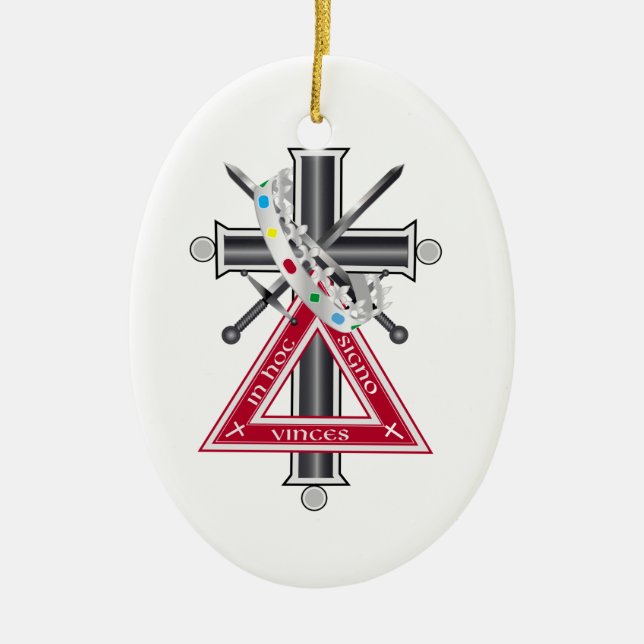 Freemasonic cross ceramic ornament (Front)