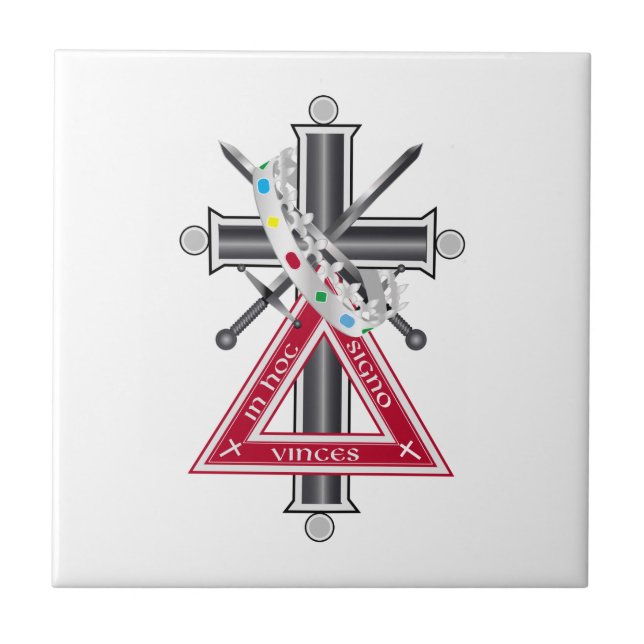 Freemasonic cross ceramic tile (Front)