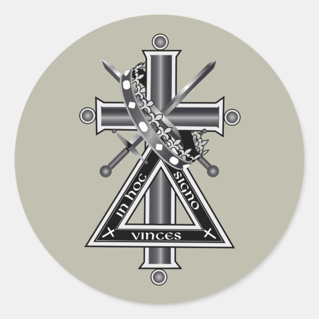 Freemasonic cross classic round sticker (Front)
