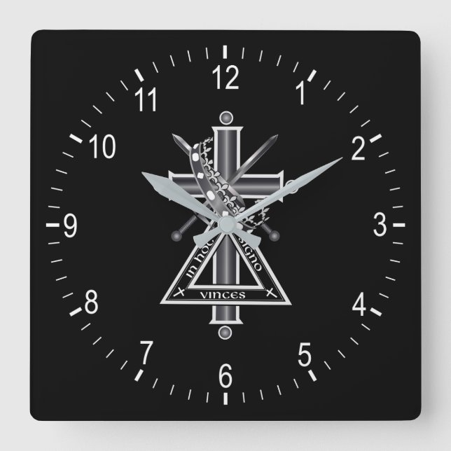 Freemasonic cross square wall clock (Front)