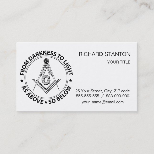 Freemasonry emblem business card (Front)