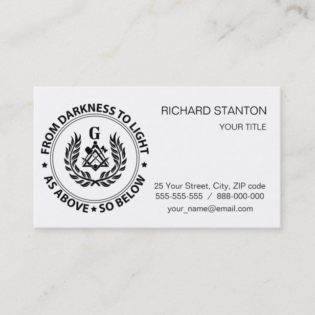 Freemasonry emblem business card (Front)
