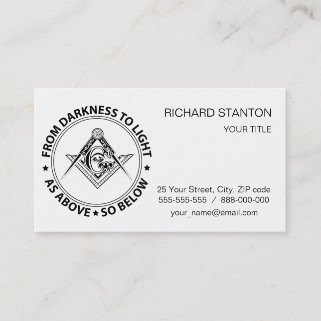 Freemasonry emblem business card (Front)
