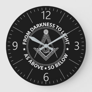 Freemasonry emblem large clock