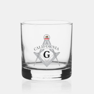 Freemasonry lodge of the state of California Whiskey Glass