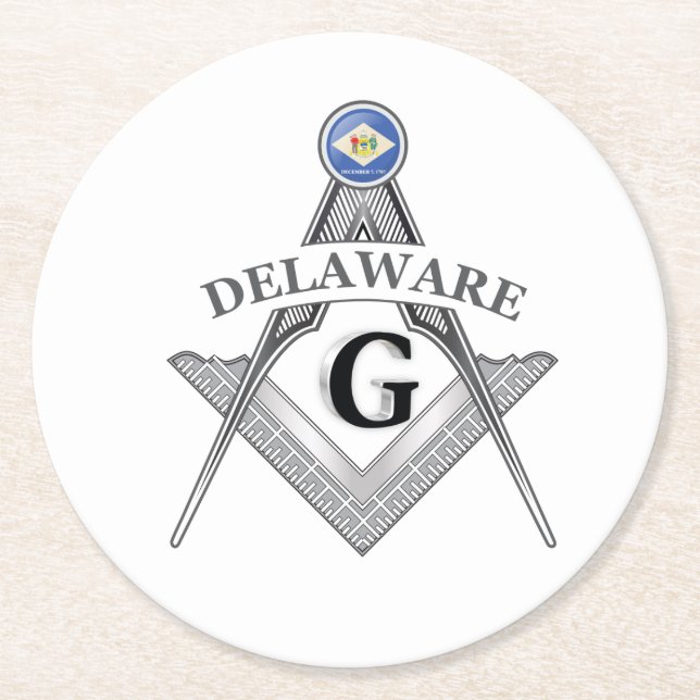 Freemasonry lodge of the state of Delaware Round Paper Coaster (Front)