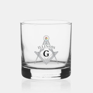 Freemasonry lodge of the state of Illinois Whiskey Glass