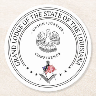 Freemasonry lodge of the state of Louisiana Round Paper Coaster