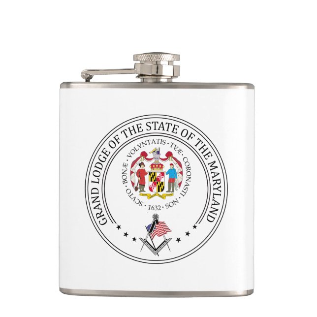 Freemasonry lodge of the state of Mariland Hip Flask (Front)