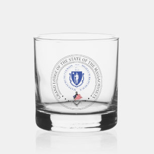 Freemasonry lodge of the state of Massachusets Whiskey Glass
