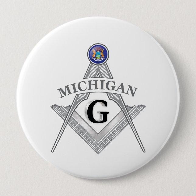 Freemasonry lodge of the state of Michigan 10 Cm Round Badge (Front)