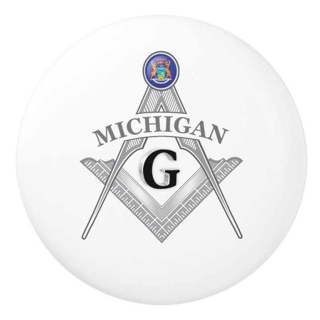 Freemasonry lodge of the state of Michigan Ceramic Knob (Front)
