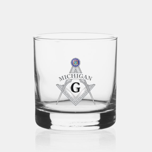 Freemasonry lodge of the state of Michigan Whiskey Glass (Front)