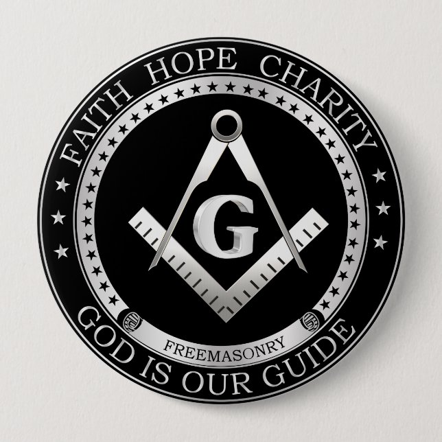 Freemasonry seal 10 cm round badge (Front)