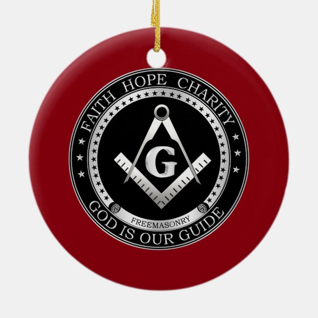 Freemasonry seal ceramic tree decoration (Back)