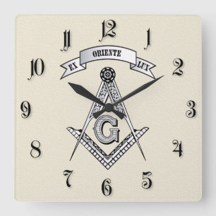 Freemasonry sign square wall clock