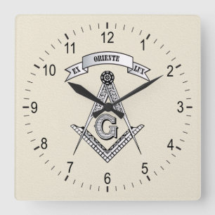 Freemasonry sign square wall clock