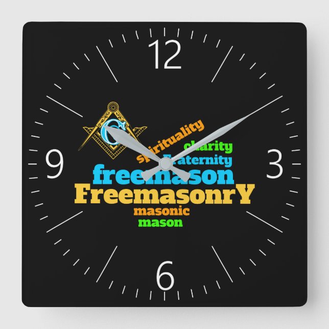 Freemasonry Square Wall Clock (Front)
