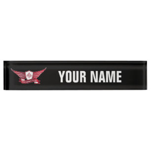 Freemasonry symbol and shield nameplate