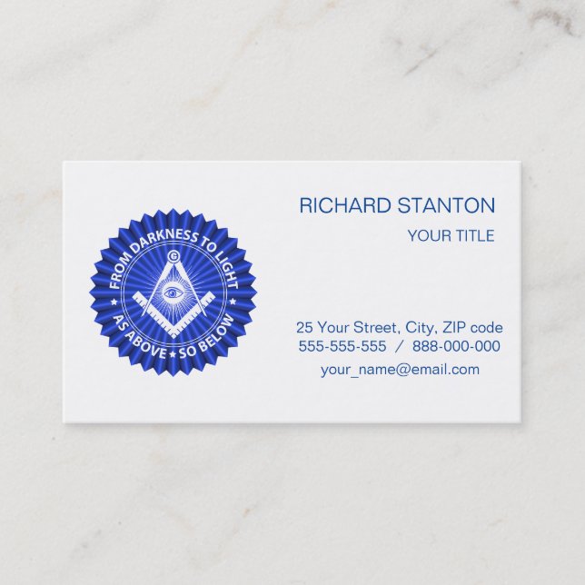Freemasonry symbol business card (Front)