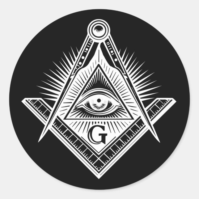 Freemasonry symbol classic round sticker (Front)