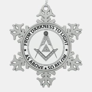 Freemasonry symbol snowflake pewter christmas ornament