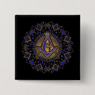 Freemasonry symbol Square and Compasses 15 Cm Square Badge