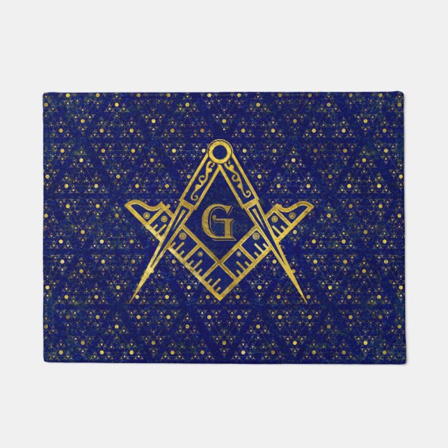 Freemasonry symbol Square and Compasses Doormat (Front)