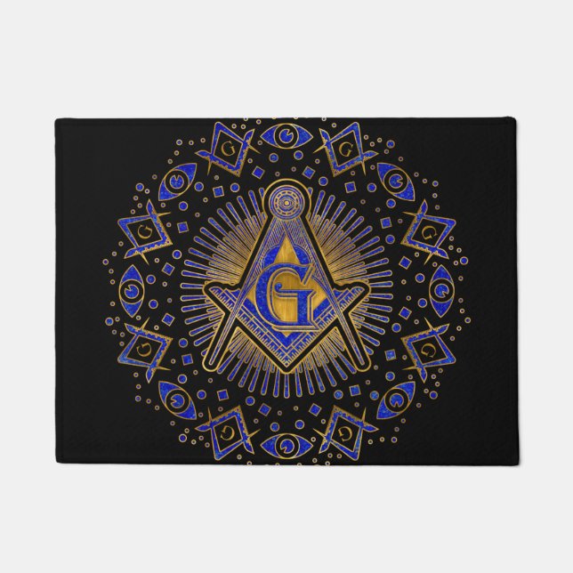 Freemasonry symbol Square and Compasses Doormat (Front)