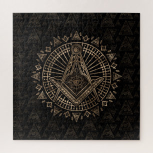 Freemasonry symbol Square and Compasses Jigsaw Puzzle
