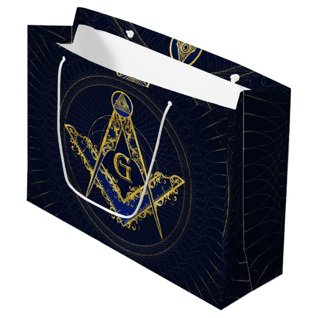 Freemasonry symbol Square and Compasses Large Gift Bag (Front Angled)