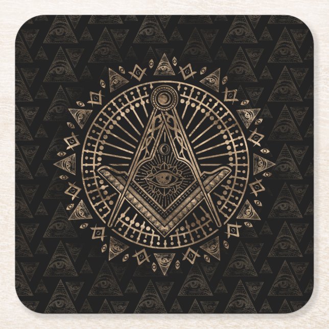 Freemasonry symbol Square and Compasses Paper Coaster (Front)