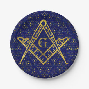 Freemasonry symbol Square and Compasses Paper Plate