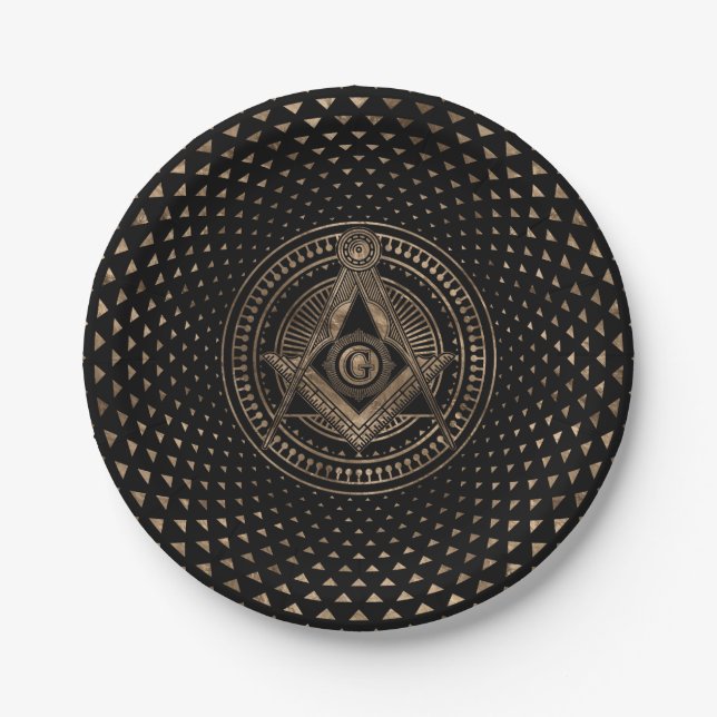 Freemasonry symbol Square and Compasses Paper Plate (Front)