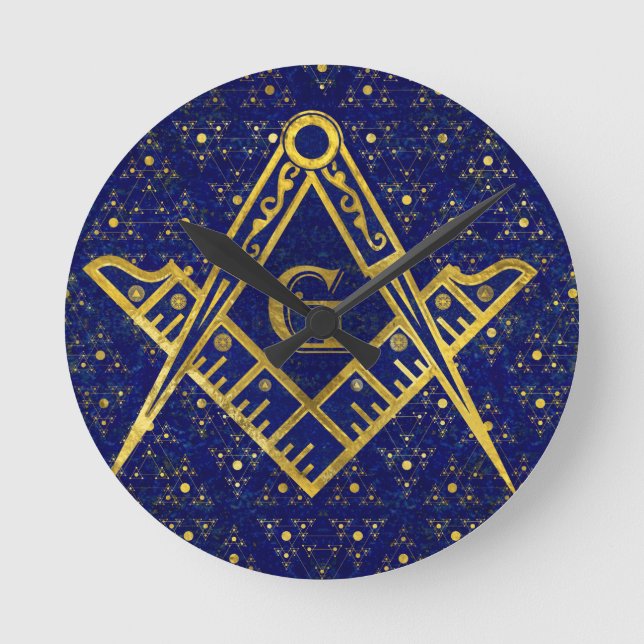 Freemasonry symbol Square and Compasses Round Clock (Front)