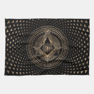 Freemasonry symbol Square and Compasses Tea Towel