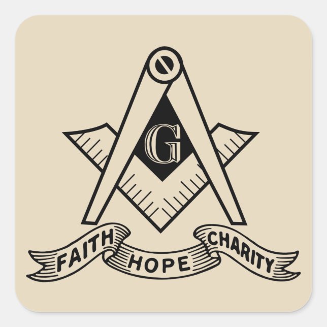 Freemasonry symbol square sticker (Front)