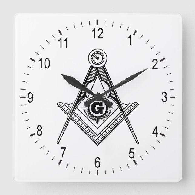 Freemasonry symbol square wall clock (Front)