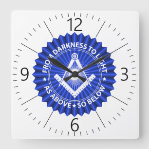 Freemasonry symbol square wall clock