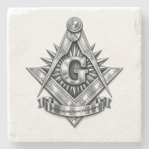 Freemasonry symbol stone coaster