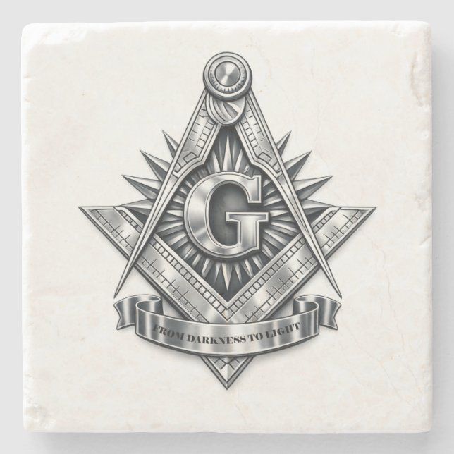 Freemasonry symbol stone coaster (Front)