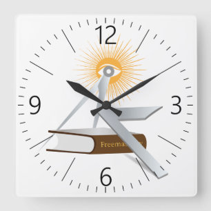 Freemasonry symbols square wall clock